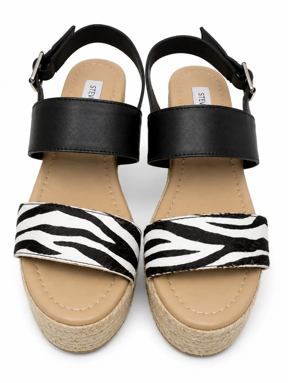 Steve Madden Black & White Zebra Espadrille Platform Sandals